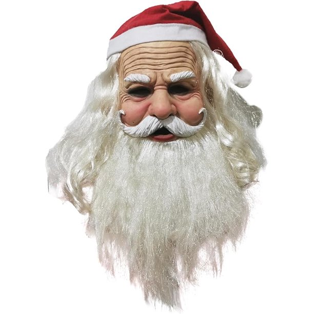 Máscara De Papá Noel De Látex Para Adultos – Cabeza Completa Con Barba Y Sombrero Realistas, Ideal Para Fiestas Navideñas Y Cosplay