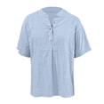 thumbnail image 4 of TrendOFT Womens Pullover Tops Solid Color Loose Fit Stand Collar Short Sleeve Casual Daily Soft Tops Light Blue XXXL, 4 of 6