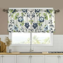 Yayeee Kitchen Curtains Set of 2 Light Filtering 57"x24" Over Sink Window Panels, Light Floral Pattern