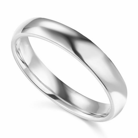 Precious Stars 14K White Gold 4-mm Unisex Comfort-Fit Polished Wedding Band