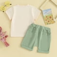 thumbnail image 3 of Bagilaanoe 2pcs Toddler Baby Boy Easter Outfits Shorts Set Short Sleeve Letter Print T Shirt Tops + Shorts 6M 12M 18M 24M 3T Kids Casual Summer Clothes, 3 of 8