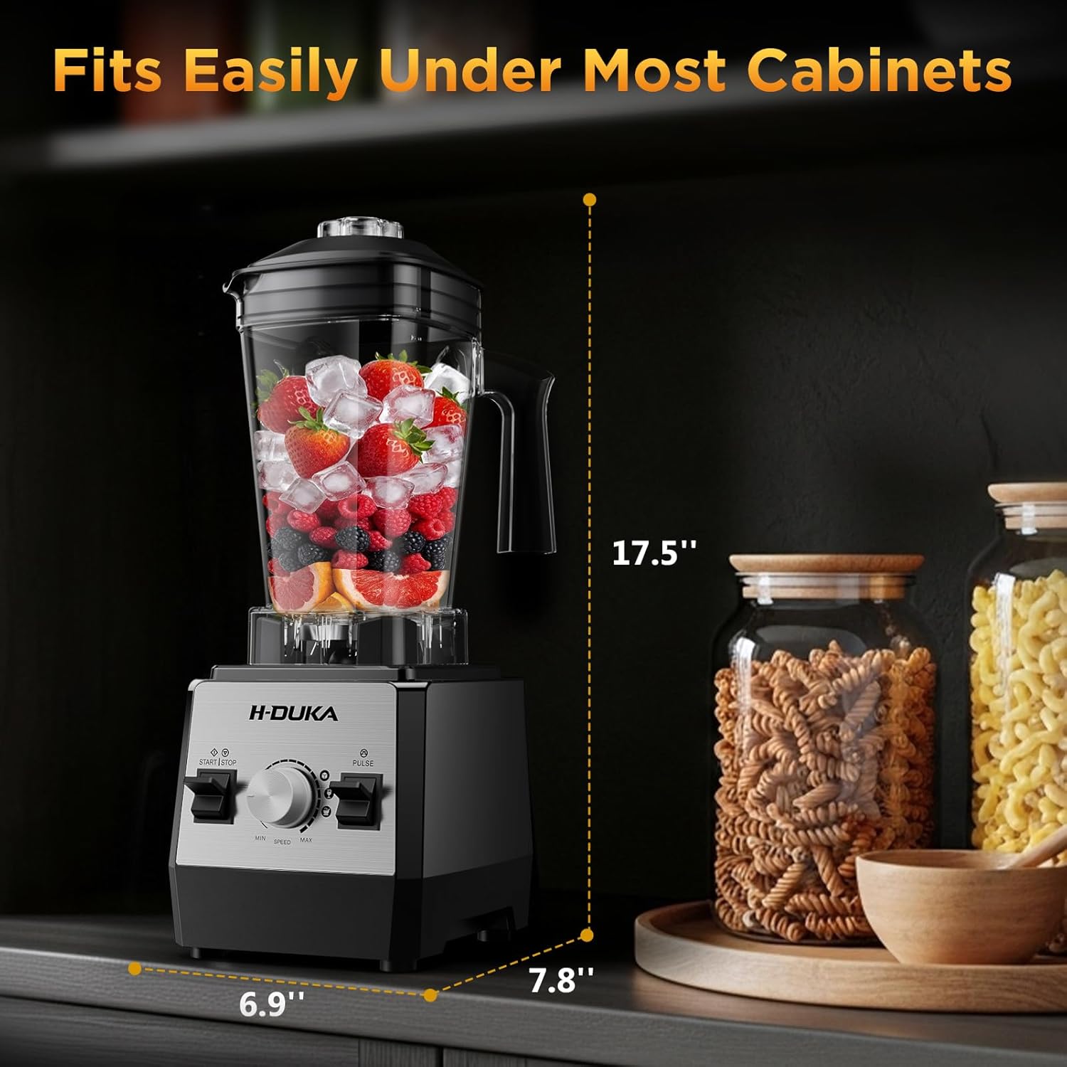 Countertop Blender with 64oz Pitcher, 25000 RPM High Power Smoothie Maker for Ice Crushing and Frozen Fruits
