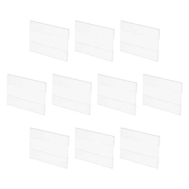 Soporte de señalización acrílico para montaje en pared de 3.5 x 2.4 pulgadas, soporte de señalización de plástico transparente horizontal, paquete de 10