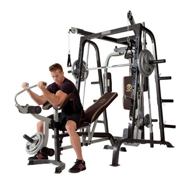 Marcy Diamond Elite Smith Cage Workout Machine Total Body Training Home Gym System with Linear Bearing