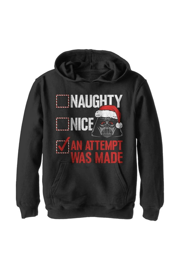 Boy's Star Wars Christmas Vader Attempt Made Pull Over Hoodie Black Medium