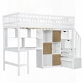thumbnail image 3 of Twin Loft Bed with White Wood Construction & Built-in Storage & Desk, 3 of 23