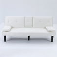 thumbnail image 6 of The 67-inch white PVC multi-functional sofa bed, with a foldable and cup holder design, makes it extremely convenient to turn the living room into a guest room, 6 of 12