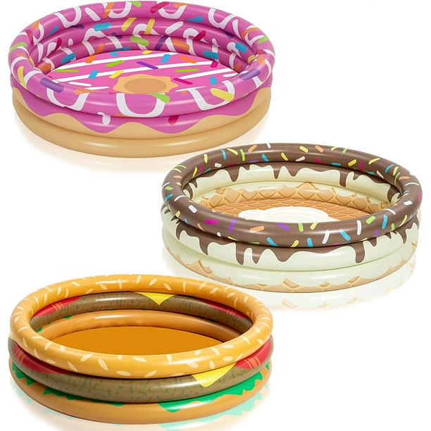 3 Pack 45" X 10" Inflatable Kiddie Pools, Donuts & Burger & Ice Cream