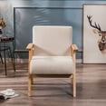 thumbnail image 3 of Solid Wood Beige Velvet Lounge Chair Countryside Style Living Room, 3 of 8
