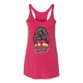 thumbnail image 3 of Messy Bun Salty AF | Cool Neon Leopard Print Bandana | Fashion Tri-Blend Racerback Sleeveless Top, Shocking Pink, S, 3 of 5