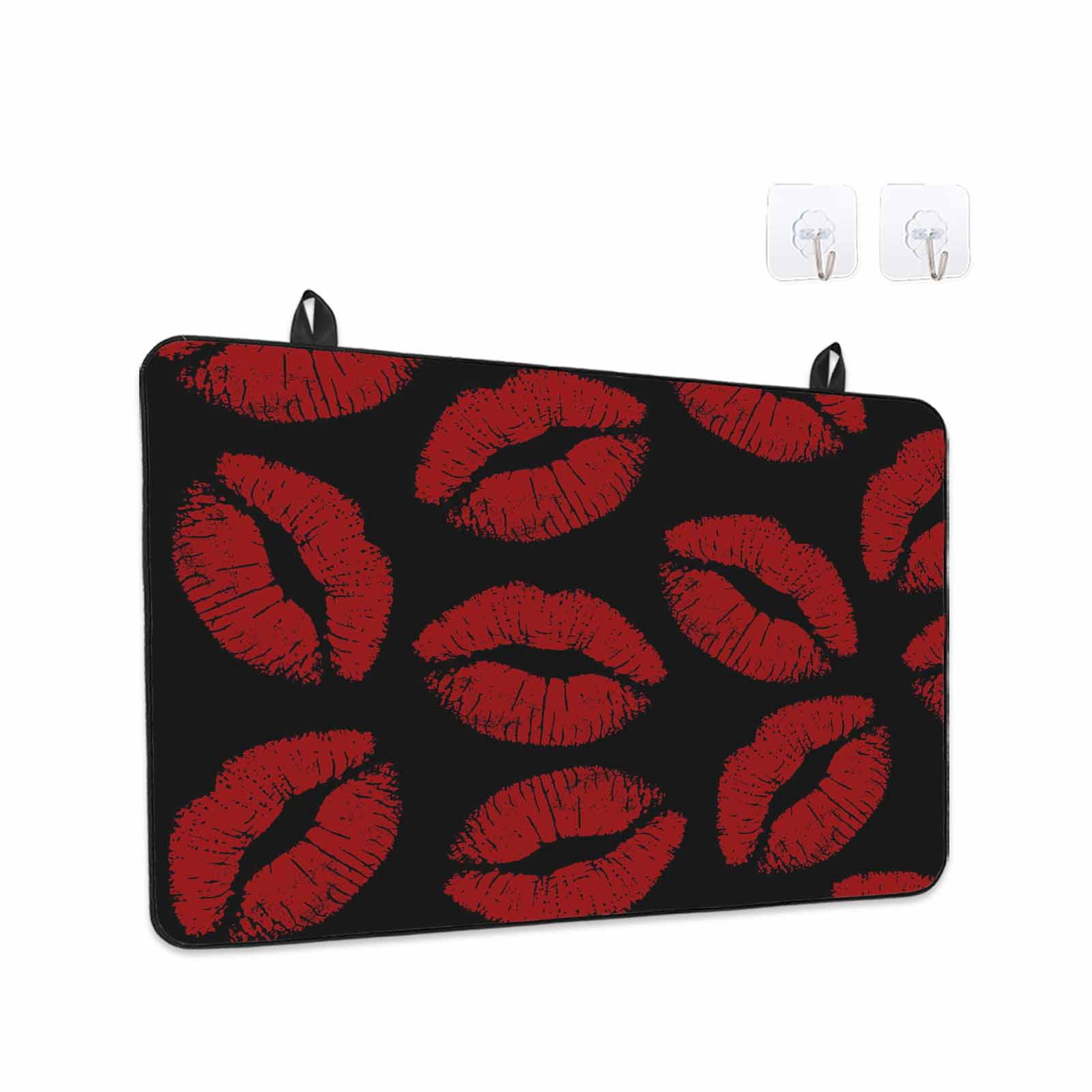 Red Lips Stove Top Cover for Electric Stove, Heat-proof & Non Slip Glass Top Stove Cover Protector, Modern Abstract Romantic Texture Aesthetic Kitchen Flat Cooktop Rubber Mat 24x21 Inches