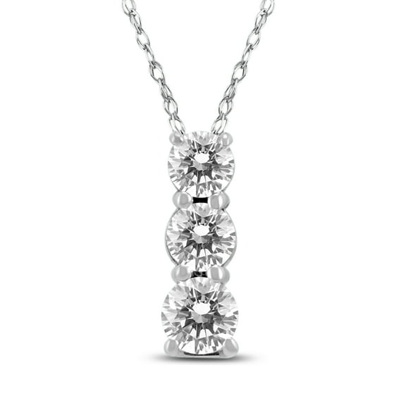 SZUL Women's 1/4 Carat TW Diamond Three Stone Pendant in 14K White Gold  (K-L Color, I2-I3 Clarity)