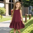 thumbnail image 2 of Zwiiyzr 2025 1-8Y Infant Toddler Baby Dress Summer Casual Cute Solid Color Sleeveless Dress Red, 2 of 9