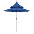 thumbnail image 3 of Abble 9ft Patio Umbrella with Crank 3-Tier Pagoda Outdoor Market Umbrella with 8 Ribs for Garden Deck Backyard Pool, Navy, 3 of 6