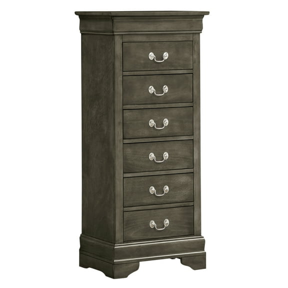 Passion Furniture PF-G3105-LC 22 x 16 x 51 in. Louis Phillipe 7 Drawer Chest, Gray