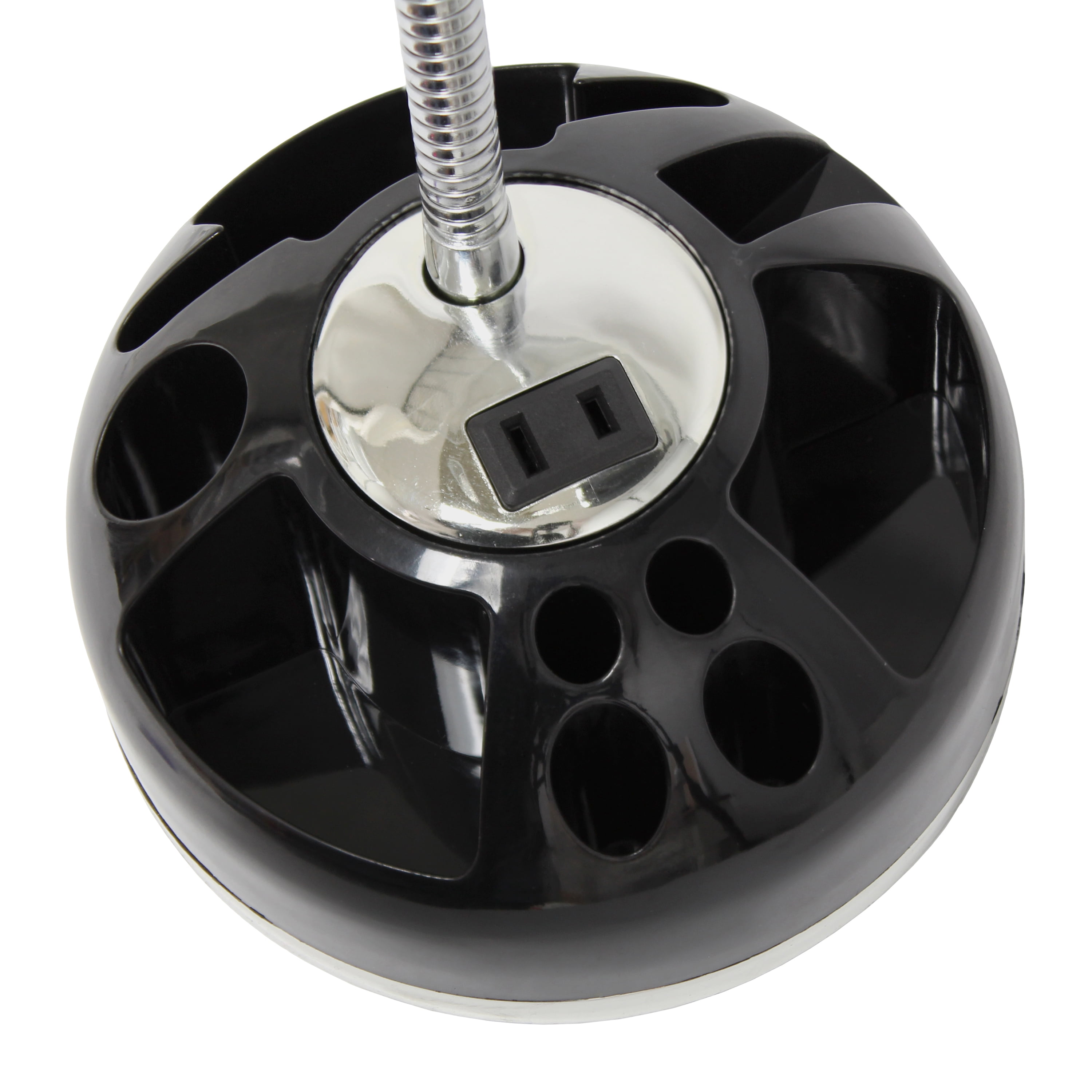 Creekwood Home 19.5" Basic Swivel Desk Lamp with Charging Outlet and Storage, Black