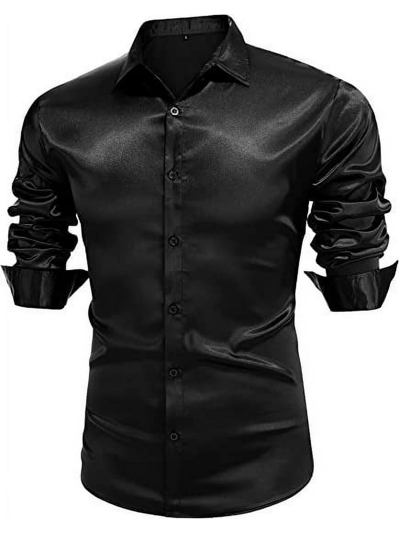 black mens dress shirt classic fit dress shirts for men The Essential Solid Black Dress Shirt 17.5 (36/37) / French Cuffs / Black