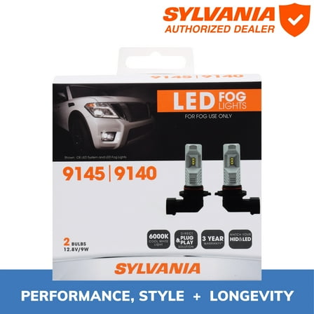 Sylvania 9145 ZEVO LED Fog Bulb, 2 Pack, Compatible with Multiple Cars