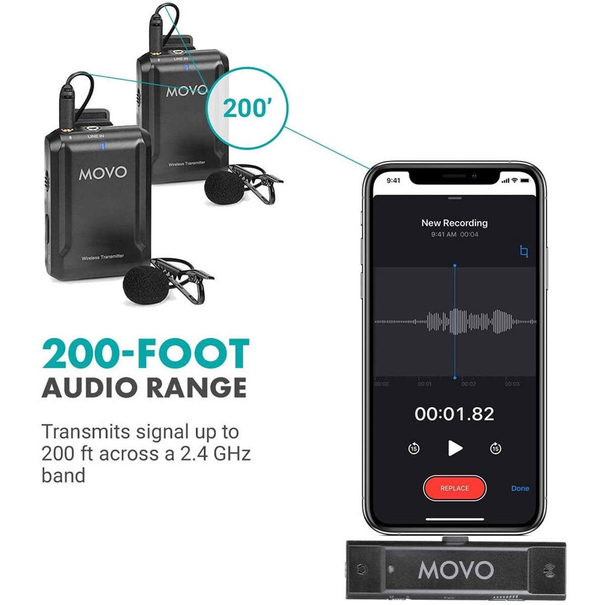 Movo Photo EDGE-DI-DUO Dual Digital Wireless Microphone System with 2x Omnidirectional Lavalier Microphones for Apple iPhones
