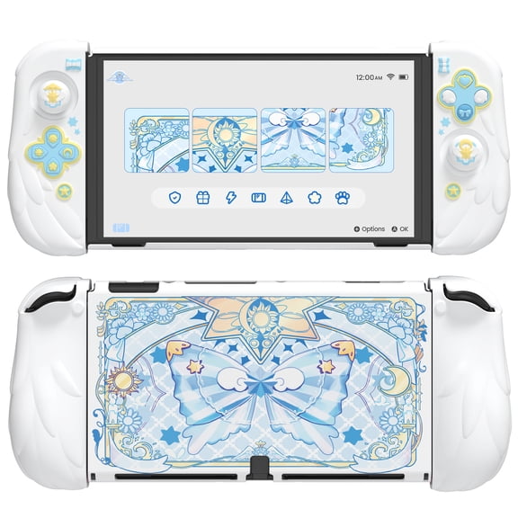 PlayVital Magic Wings Protective Case for Nintendo Switch OLED, White