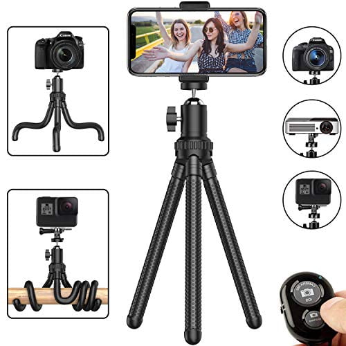 Phone Tripod, Portable Cell Phone Camera Tripod Stand with Wireless Remote, Flexible Tripod