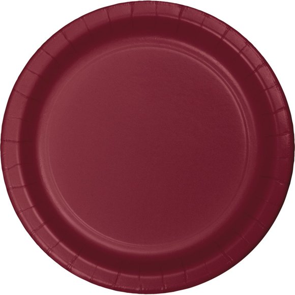Club Pack of 240 Burgundy Disposable Paper Party Luncheon Plates 7"