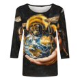 thumbnail image 4 of CYMMPU Tunic Tops 3/4 Sleeve Loose Fit Fall Trendy Shirts Bee Printed Spring Tops Crew Neck Blouses for Women Dressy Casual Lightweight Basic Tees Multicolor XL, 4 of 5