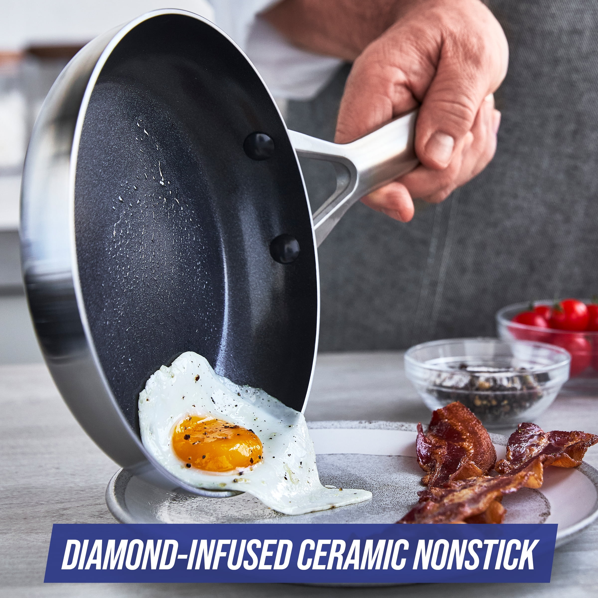 Frying Pan Sets Non Stick 3Pieces Blue 3D Diamond Cookware – Knife Depot Co.