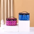 thumbnail image 5 of Fashion Handbag Travel Wash Bag Large Capacity Stripe Lattice Laser Toiletry Bag Zipper Makeup Bag Women Cosmetic Bag Korean Storage Bag RED, 5 of 8