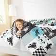 thumbnail image 2 of Manfei Modern Motorcycle Print Full Size Comforter Sets, Checkered Flag Bedding Comforter Set, Dirt Bike Lover Reversible Bedding Sets, Lightweight Room Decor, 3-Piece, 2 of 8