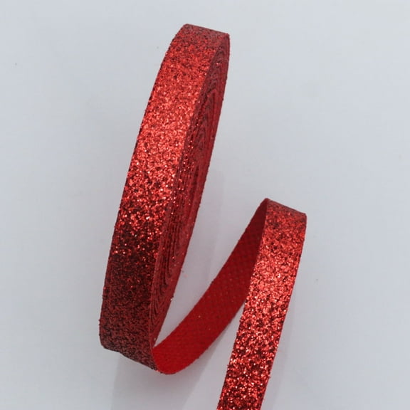Auroal red Shining Ribbon -0.39 inches wide x 10 yards long, 2 Christmas tree decoration ribbons, sparkling silk ribbon for crafts, sparkling satin ribbon for gift packaging
