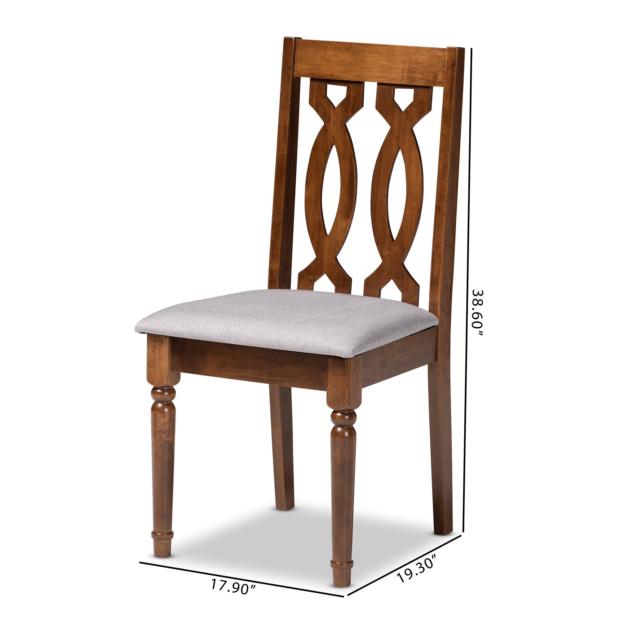 Baxton Studio Cherese Modern and Contemporary Grey Fabric Upholstered Walnut Brown Finished 4-Piece Wood Dining Chair Set