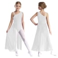 thumbnail image 6 of Zaldita Kids Girls Shiny Sleeveless Ballet Leotard Wrap Tulle Skirt Lyrical Maxi Long Dress Costume White 8, 6 of 6