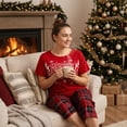 thumbnail image 2 of HITIME Pijama Navideña para Mujer de Seda de Leche Talla L, Conjunto de Playera y Pantalón Tobillero, Tela Ultra Suave y Transpirable para Lounge o Dormir, 2 of 8