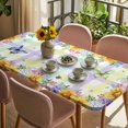 thumbnail image 3 of Sunflowers Table Cloths for 6 Foot Rectangle Tables, Spring Flowers Butterflies Hydrangea Watercolor Patio Waterproof Elastic Fitted Tablecloths, Washable Rectangular Table Cover for Camping, 3 of 8