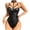 Black2, variant on Womens Faux Leather One Piece Lingerie Set Deep V Front Cutout Criss Cross Back Straps Shiny Leather Bodysuit Soft Stretchy Sleepwear Date Nights Slim Fitting