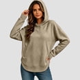 thumbnail image 6 of FDGIU Women's Quilted Pullover Hoodie, Long Sleeve Curved Split Hem Hooded Sweatshirt with Kangaroo Pocket for Casual Daily Wear, 6 of 6