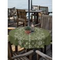 thumbnail image 2 of Outdoor Tablecloth with Umbrella Hole for Patio/Picnic/Party/Camping, Japanese Waterproof Table Cloth Round Cover Washable, Green Rustic Retro Pastoral Floral Leaves (Dia 54"), 2 of 8