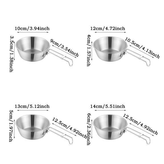 1 Pc Titanium Bowl with Foldable Handle Ultralight Compact Portable Flatware Tableware for Outdoor Camping Backpacking Hiking Travel Picnic ,3.94x1.38 Inch