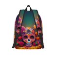 thumbnail image 2 of Lsque Vintage Patterned Skull Pattern Canvas Daypack, Durable Backpack, High-quality Versatile Backpack,Vintage Compact Backpack-Small, 2 of 6