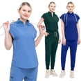 thumbnail image 2 of Medical Nurse Scrubs Set Short Sleeve Unisex Work Uniform with Pockets for Clinical Practice, 2 of 10