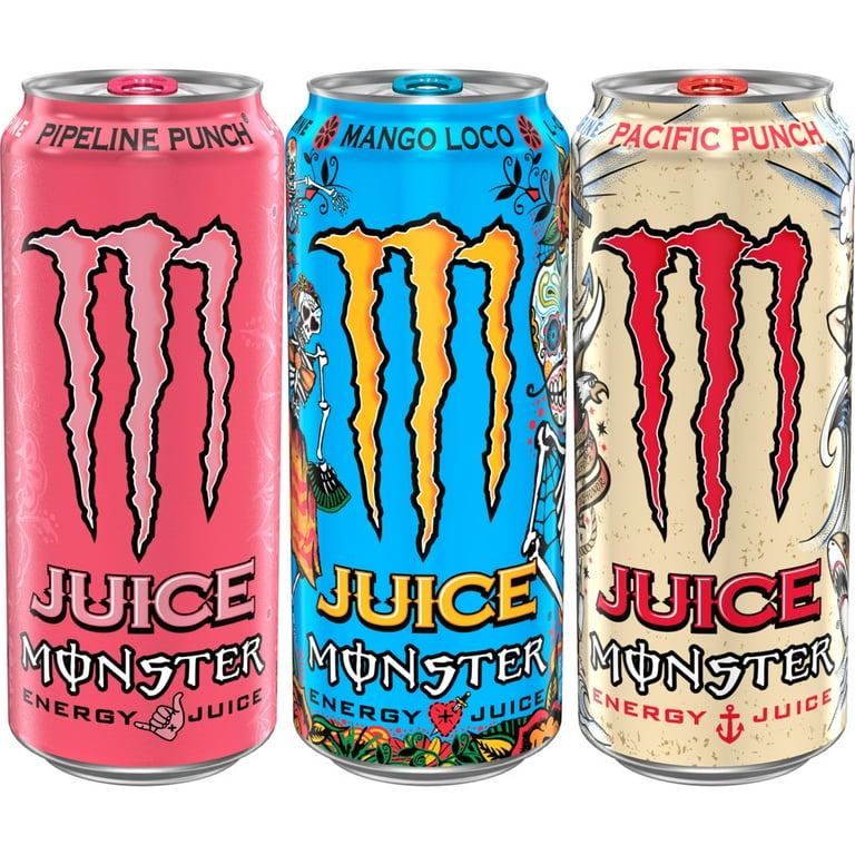 (12 Cans) Juice Monster VP, Mango Loco, Pipeline Punch, Pacific Punch, 16 fl oz, 12 Pack