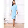 thumbnail image 4 of DARING DIVA Crew Neck Short Sleeve Trendy Ruched Dress XL Sky Blue, 4 of 5