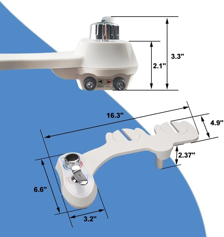 Bidet AMI910- Hot and Cold Water Bidet Attachment for Toilet - Self Cleaning Dual Nozzles(Frontal & Rear Wash) - Non-Electric Mechanical Bidet Toilet Attachment
