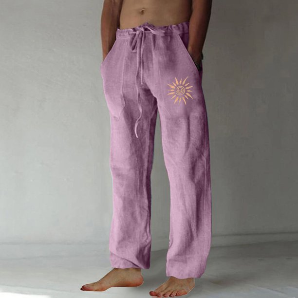 Puntoco Pantalones casuales largos para hombre, pantalones casuales con estampado de moda para hombre, cintura elástica con bolsillos, pantalones deportivos