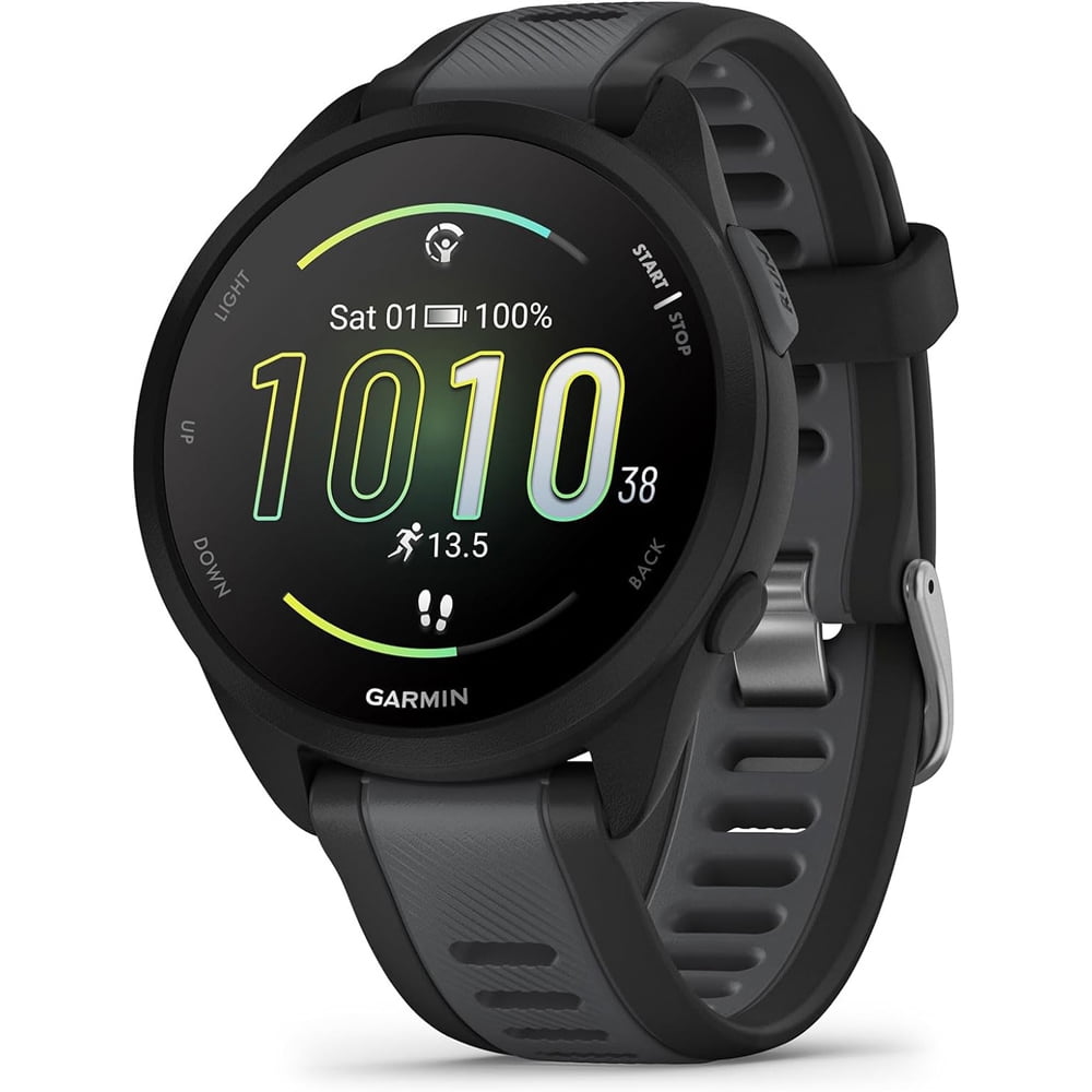 Garmin 010-02863-20 Forerunner 165 Smart Sport Watch, Black + Slate Gray Bundle with 2 YR CPS Enhanced Protection Pack| Official Garmin USA Dealer