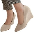 thumbnail image 3 of iOPQO Women's Wedges Women Business Suit Shoes Casual Comfortable Pumps Shoe Wedges Single Shoes Wedge High Heels Pumps Frosted Beige 41, 3 of 6