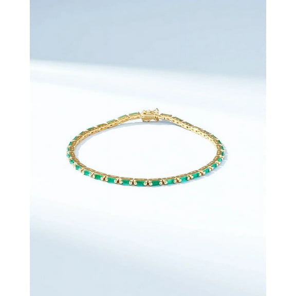 925 Emerald Tennis Bracelet, Baguette tennis Emerald Bracelet,May Birthstone Bracelet,Emerald Tennis Bracelet,Bracelet For Women Gift For Her