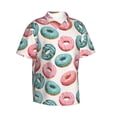 thumbnail image 2 of Hawaiian Shirt For Men, Pink Blue Donut Print Mens Button Down Short Sleeve Shirt, Summer Beach Shirts For Men, 2 of 2
