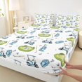 thumbnail image 3 of Manfei Boys Sports Fitted Sheet Full, Golf Bed Set, LightBlue Green White 3 Pieces, 1 Fitted Sheet and 2 Pillowcases, 3 of 6